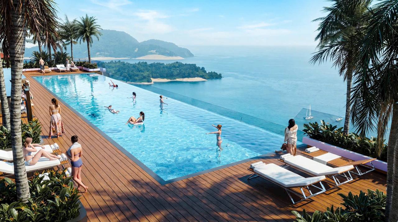 Hồ bơi sky infinity pool tầng mái The Sun By The Bay